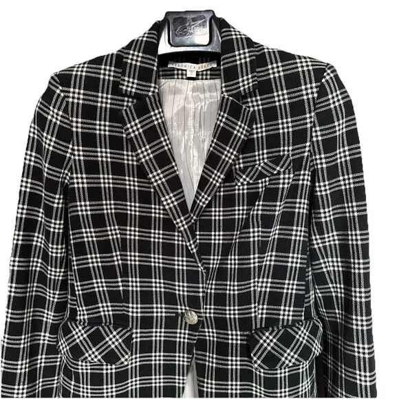 Veronica Beard Lyda Dickey Blazer Plaid Black White Designer Jacket Size 8 - Picture 13 of 16